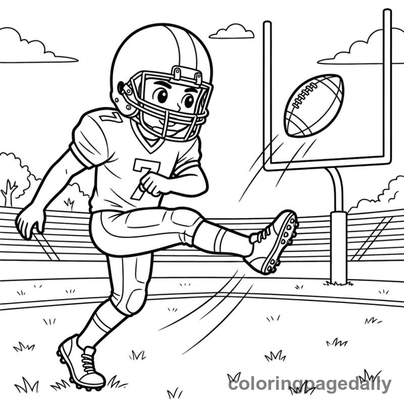 Football Kicker Action - Daily printable coloring page in Sports category