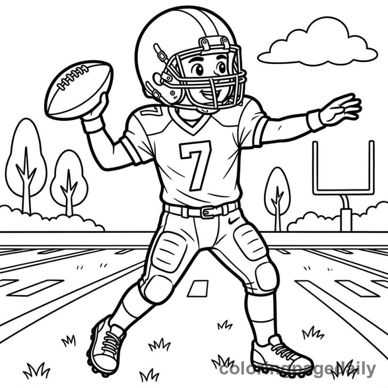 Football Player Throwing - Colored reference example