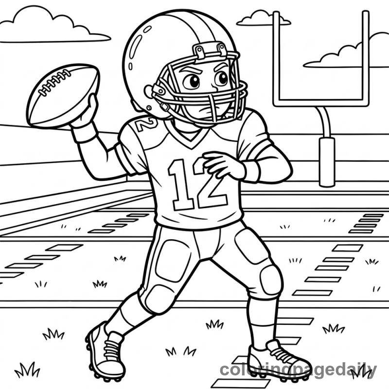 Football Quarterback Throw - Daily printable coloring page in Sports category