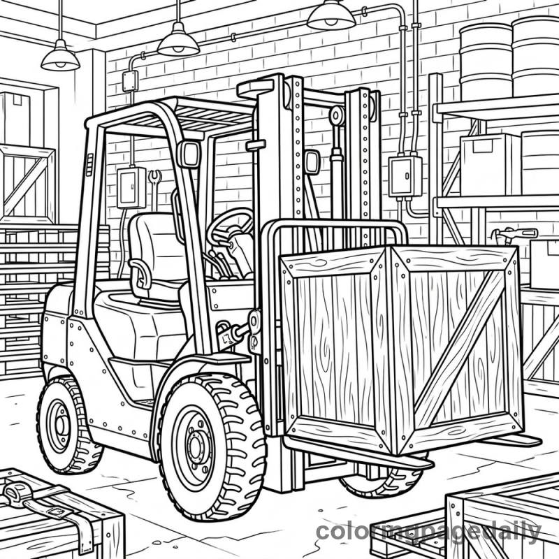 Forklift Lifting Crate - Colored reference example