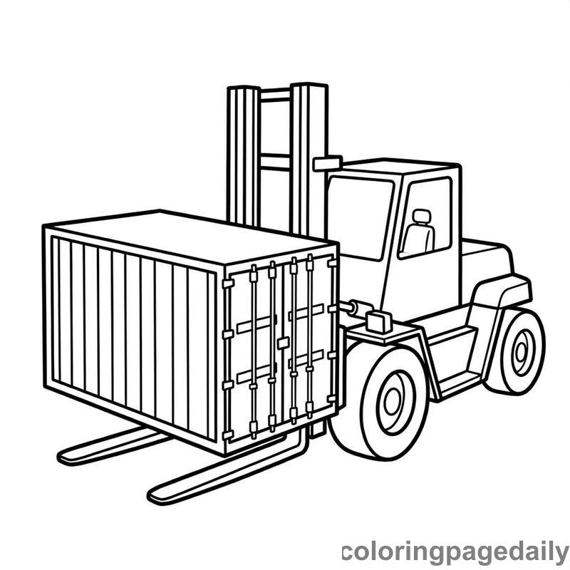 Forklift Lifting Shipping Container - Colored reference example