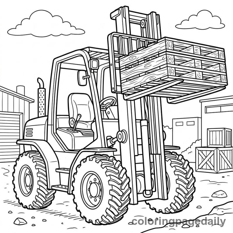 Forklift Lifting Wooden Pallets - Colored reference example