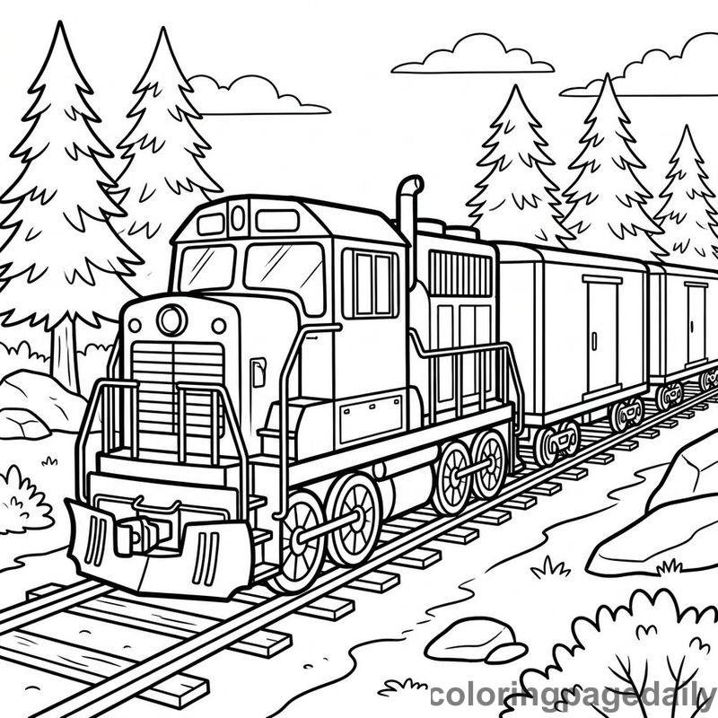 Freight Train Pulling Cargo - Colored reference example