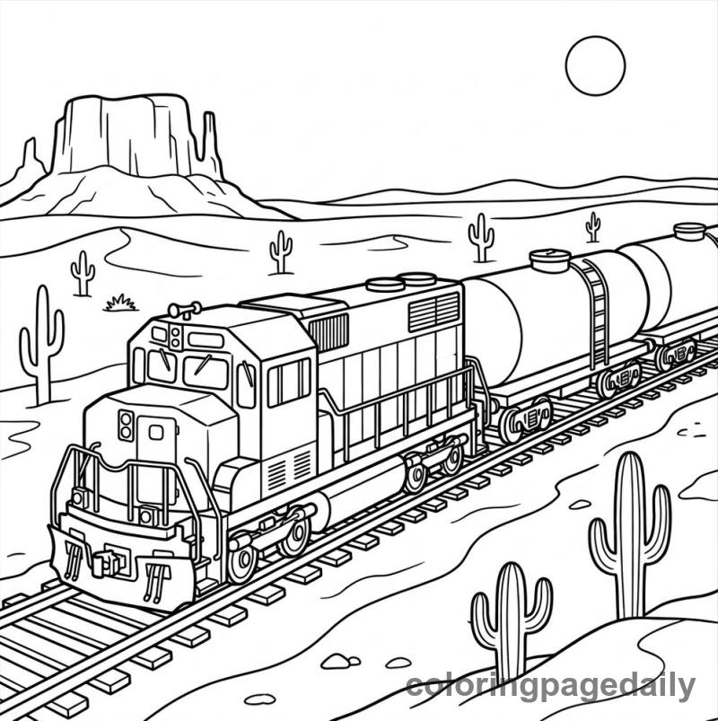 Freight Train Tanker Cars - Daily printable coloring page in Vehicle category