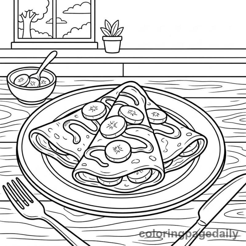 French Banana Chocolate Crepes - Colored reference example