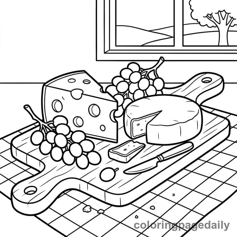 French Cheese Board - Daily printable coloring page in Food category