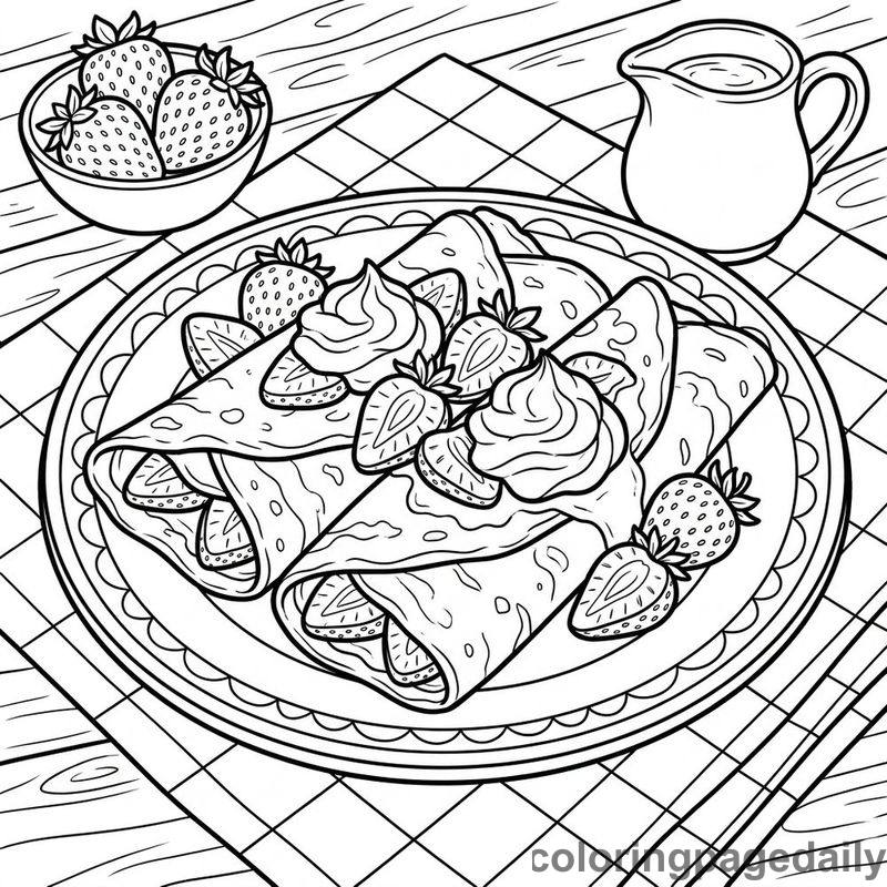 French Crepes Dessert - Colored reference example