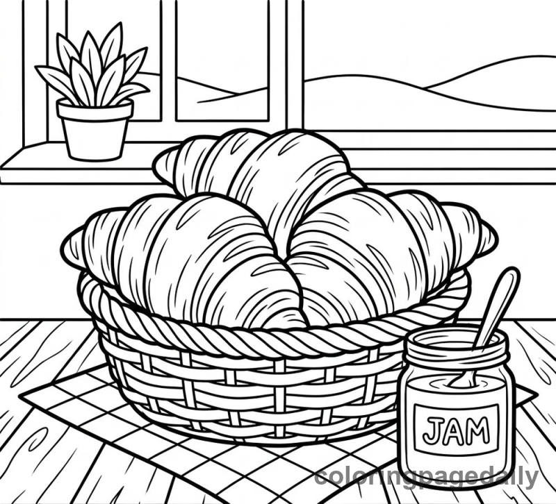 French Croissants Basket - Colored reference example