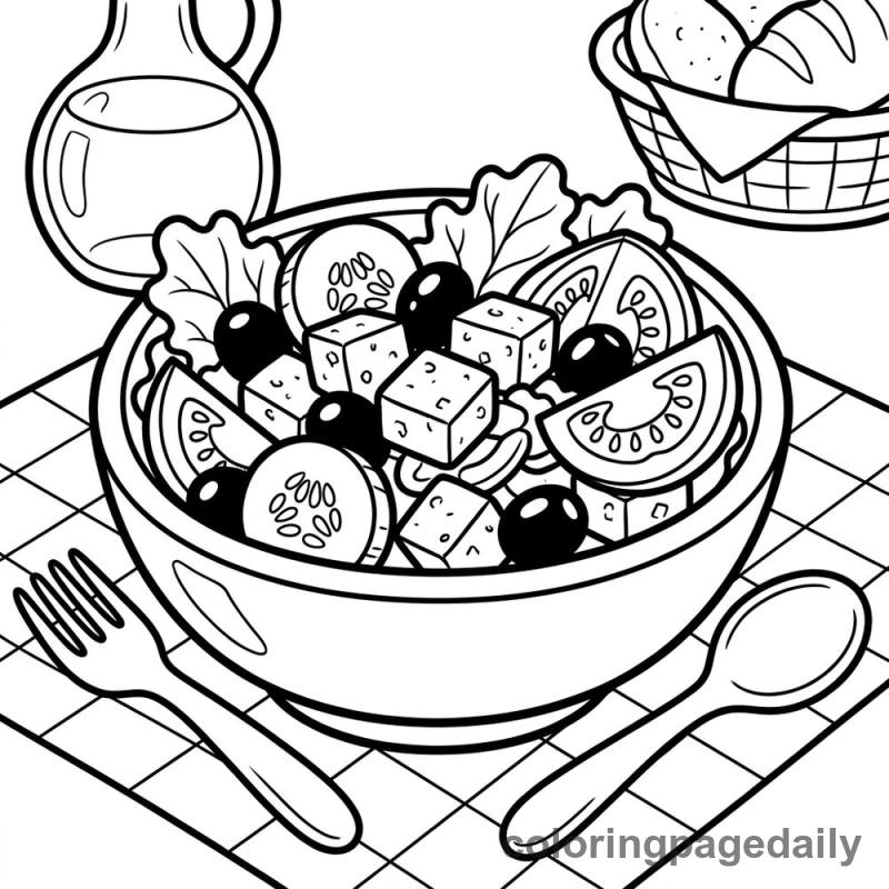 Fresh Greek Salad Bowl - Colored reference example