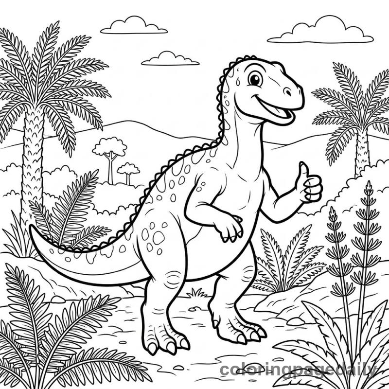 Friendly Iguanodon Gesture - Colored reference example