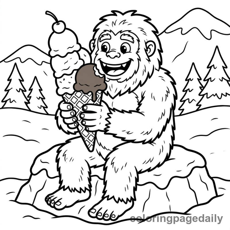 Yeti Enjoying Ice Cream - Colored reference example