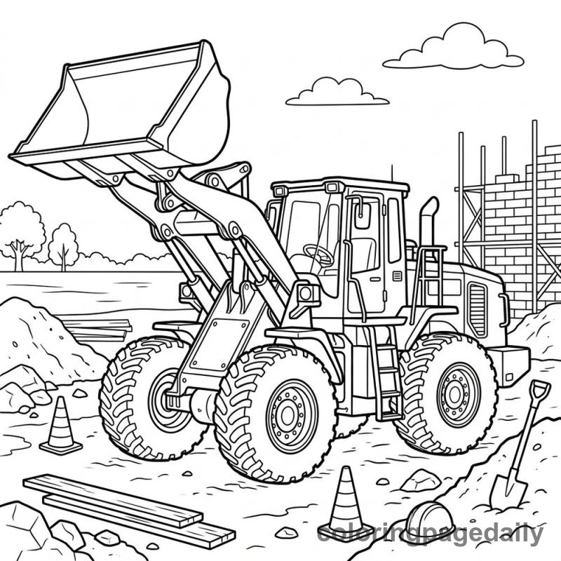 Front End Loader Machine - Daily printable coloring page in Vehicle category