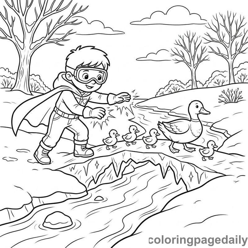 Frost Hero Helping Ducklings - Colored reference example
