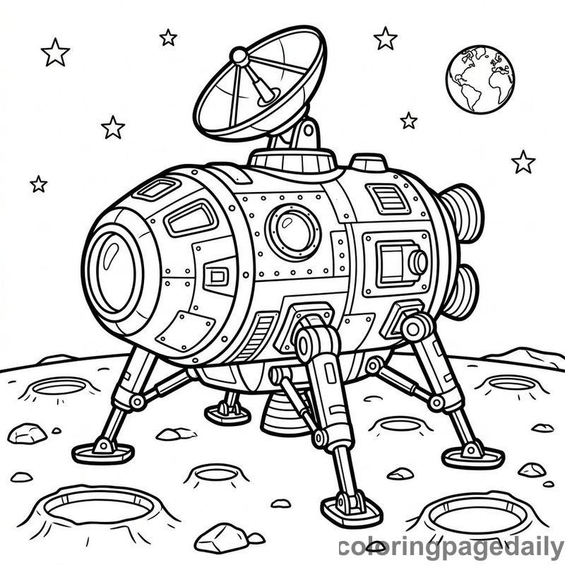 Futuristic Lunar Lander Spacecraft - Colored reference example