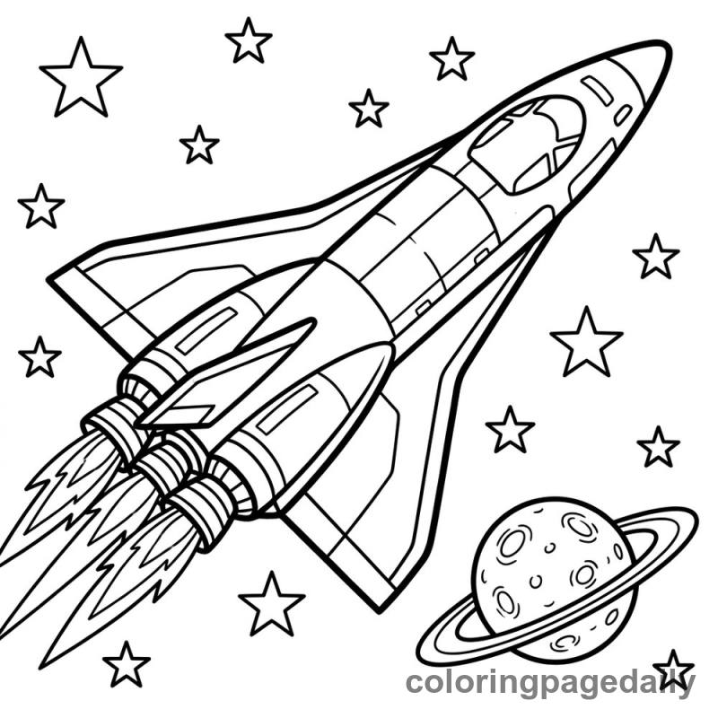 Futuristic Spaceplane Flight - Colored reference example