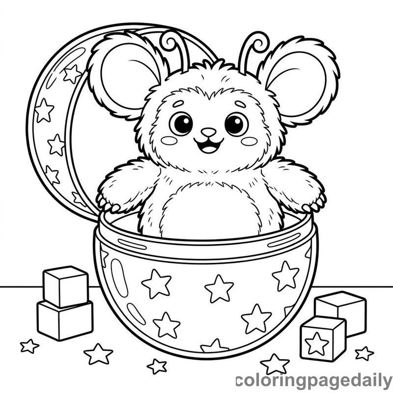 Fuzzy Monster In Toy Capsule - Daily printable coloring page in Cute Monsters and Collectibles category