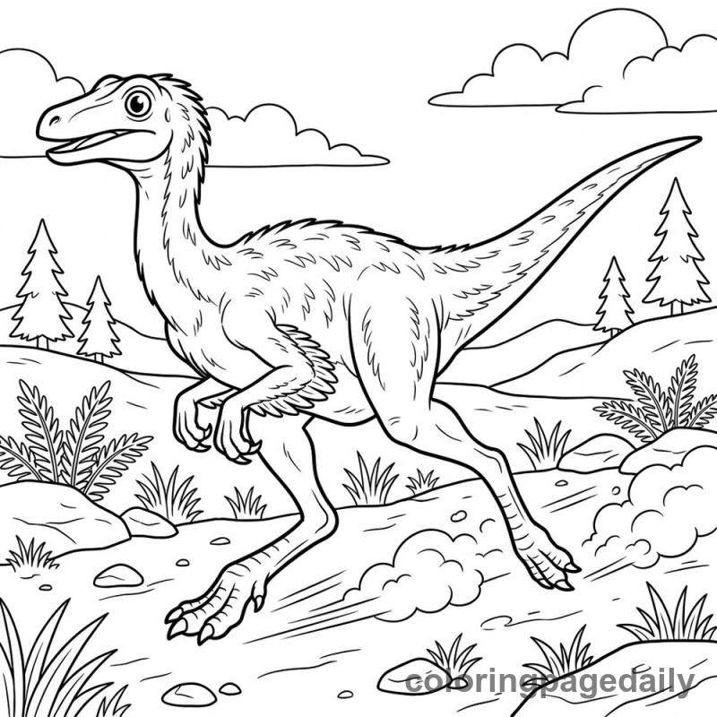 Gallimimus Running Fast - Colored reference example