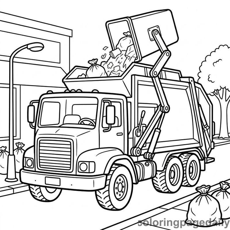 Garbage Truck Emptying Bin - Colored reference example