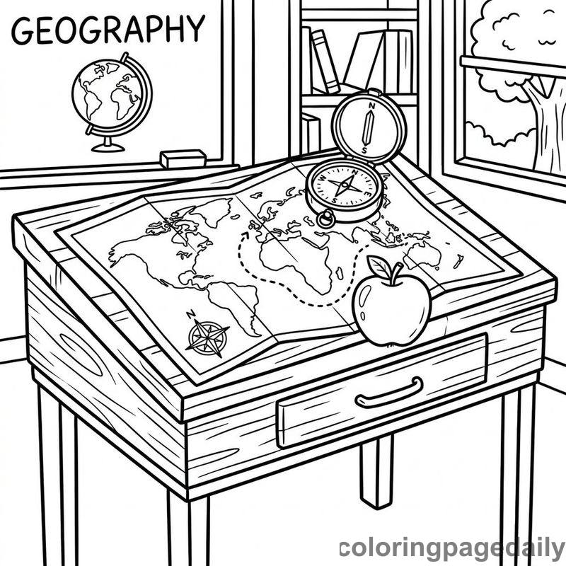 Geography Classroom Map Desk - Colored reference example