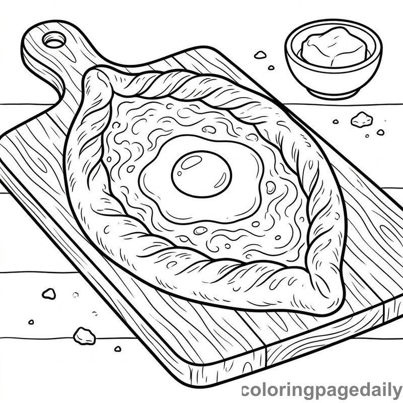 Georgian Cheese Bread - Daily printable coloring page in Food category