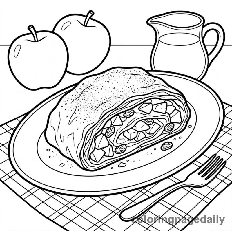 German Apple Strudel Slice - Colored reference example