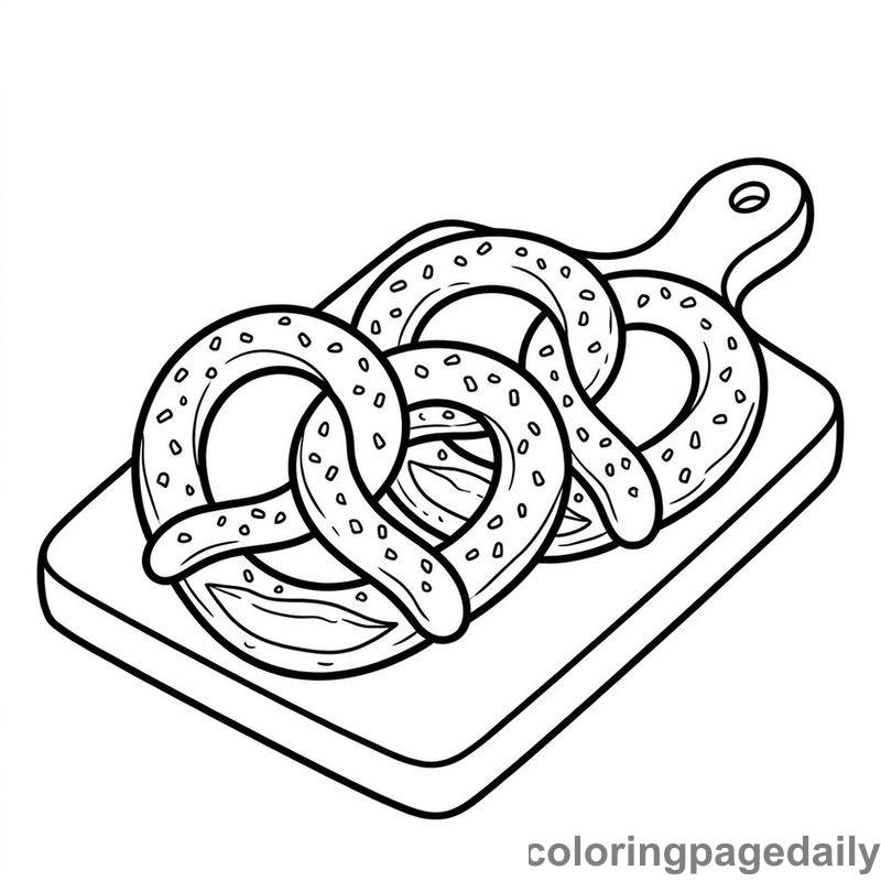 German Soft Pretzels - Daily printable coloring page in Food category