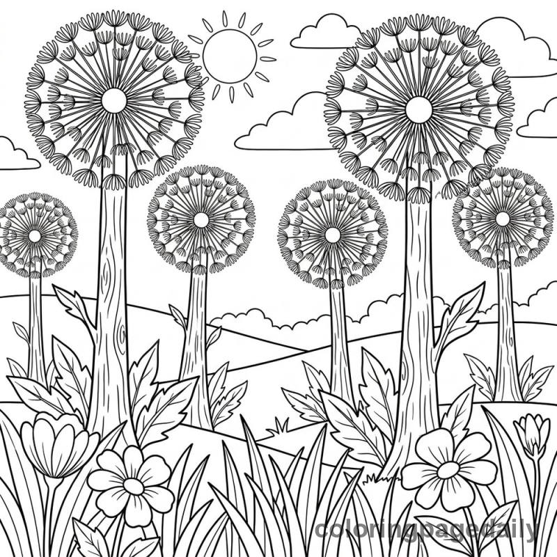 Giant Dandelion Field - Colored reference example