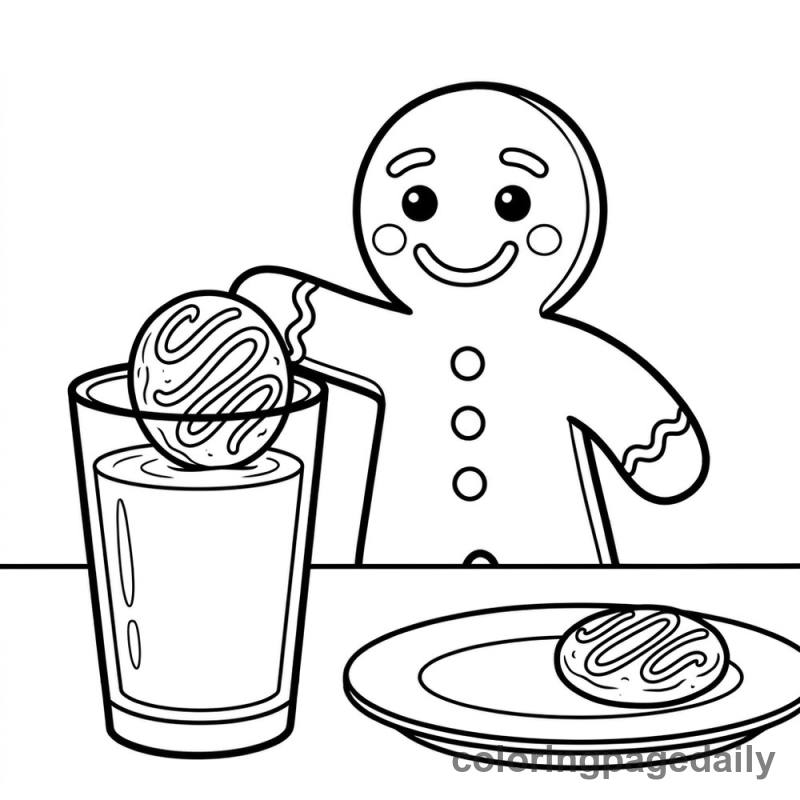 Gingerbread Man Dipping Cookie - Colored reference example
