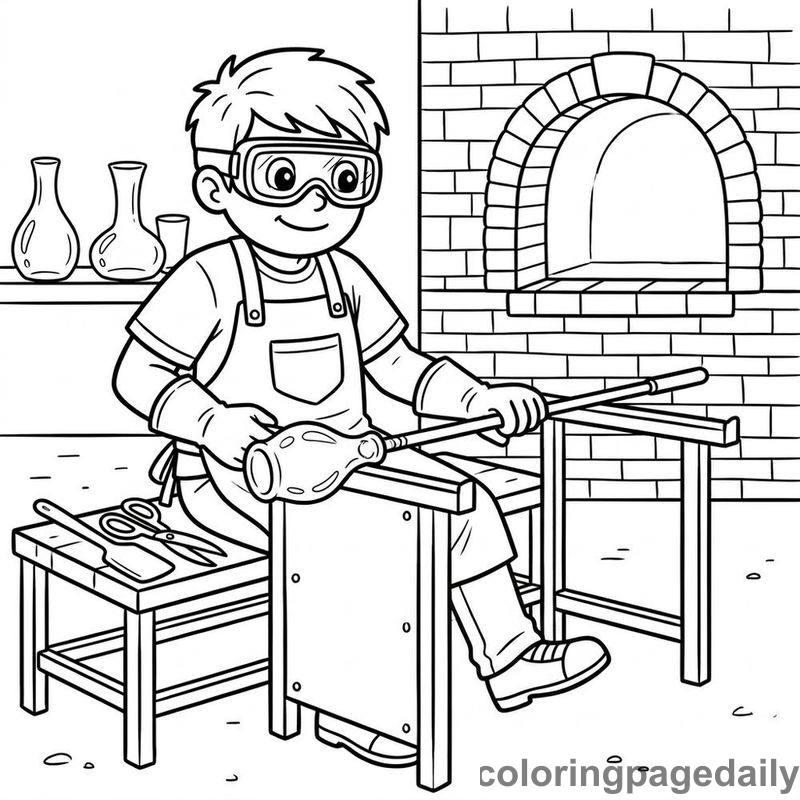 Glassblower Shaping A Vase - Colored reference example