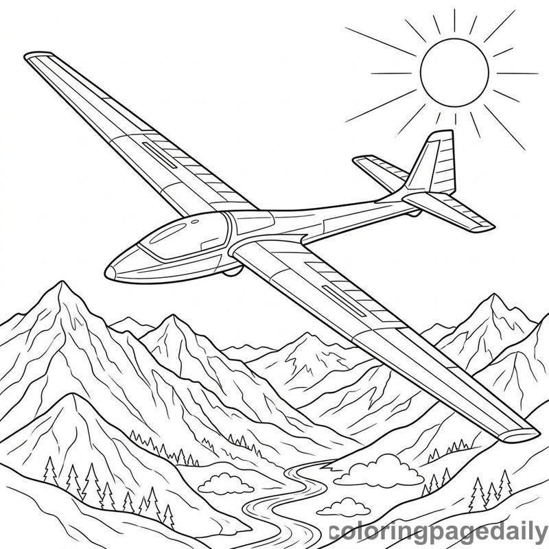 Glider Plane Soaring High - Colored reference example