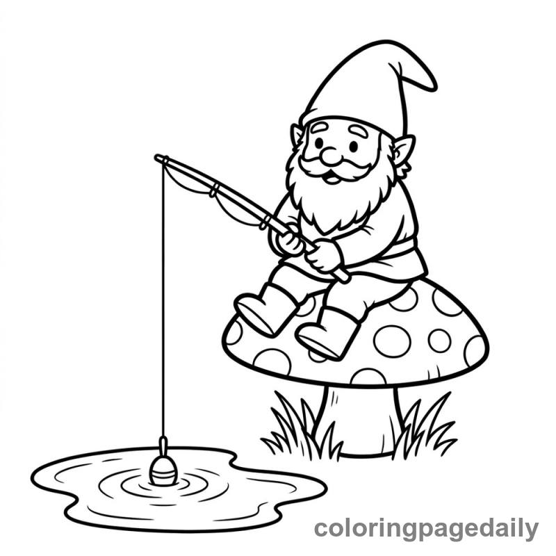 Gnome Fishing Fun - Colored reference example