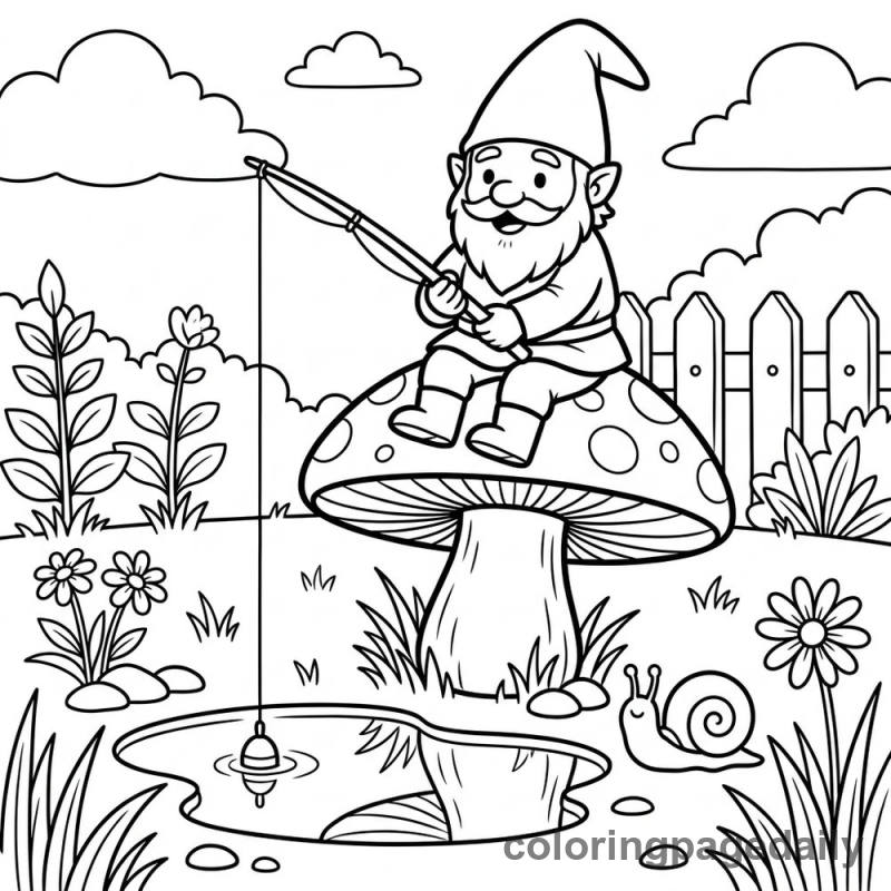 Gnome Fishing Fun - Colored reference example