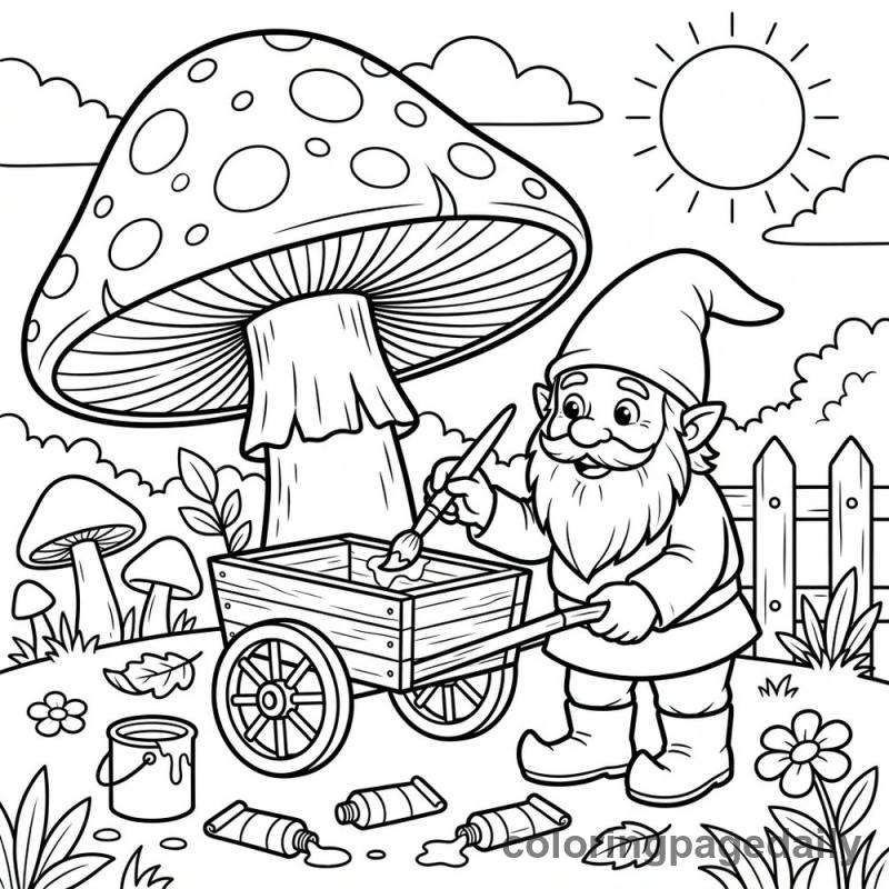 Gnome Painting Toy Wagon - Colored reference example