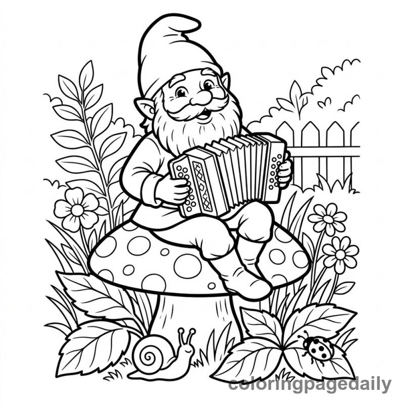 Gnome Playing Accordion - Colored reference example