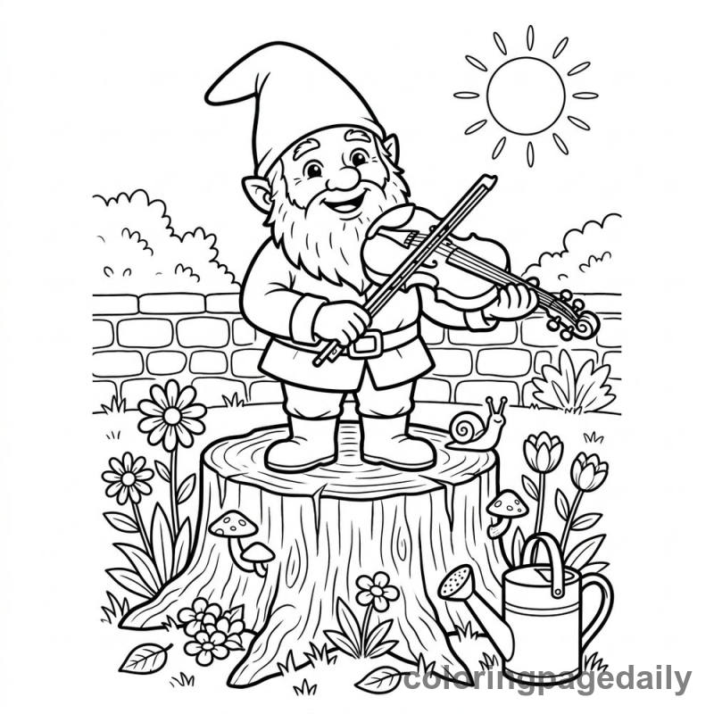 Gnome Playing Fiddle - Colored reference example