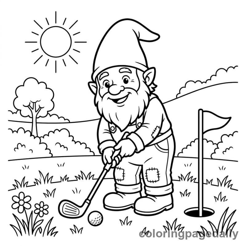 Gnome Playing Golf - Colored reference example