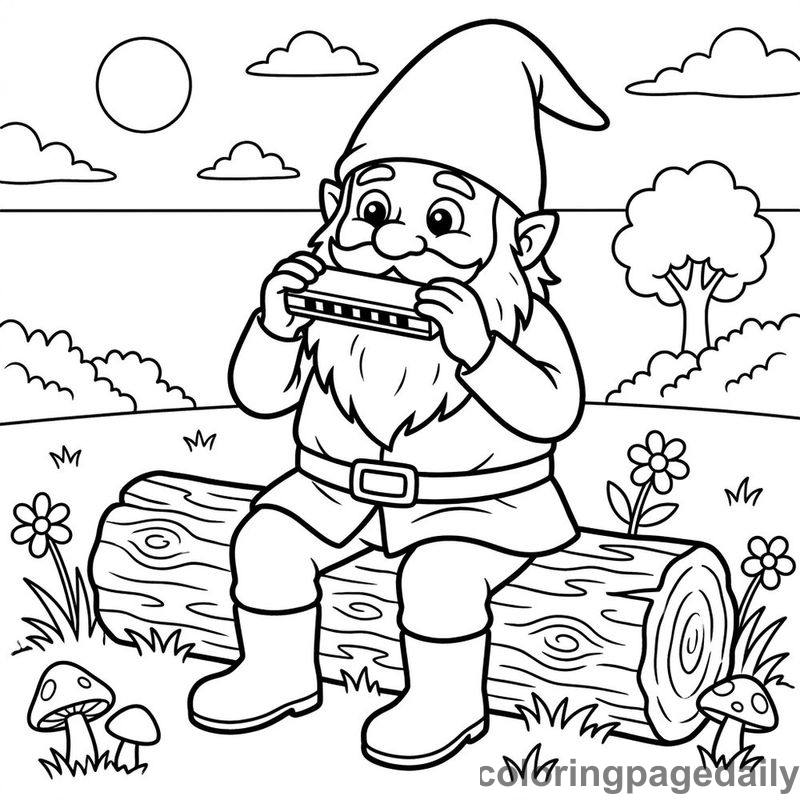 Gnome Playing Harmonica - Colored reference example