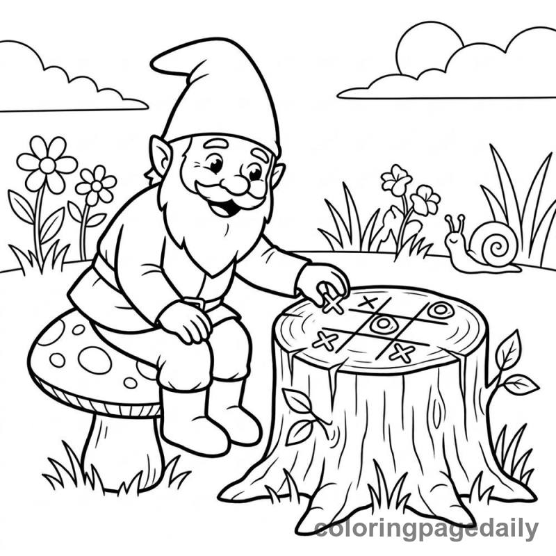Gnome Playing Tic-Tac-Toe - Colored reference example