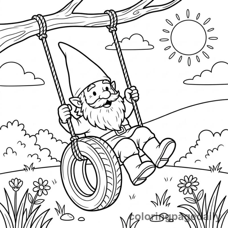 Gnome Tire Swing - Colored reference example