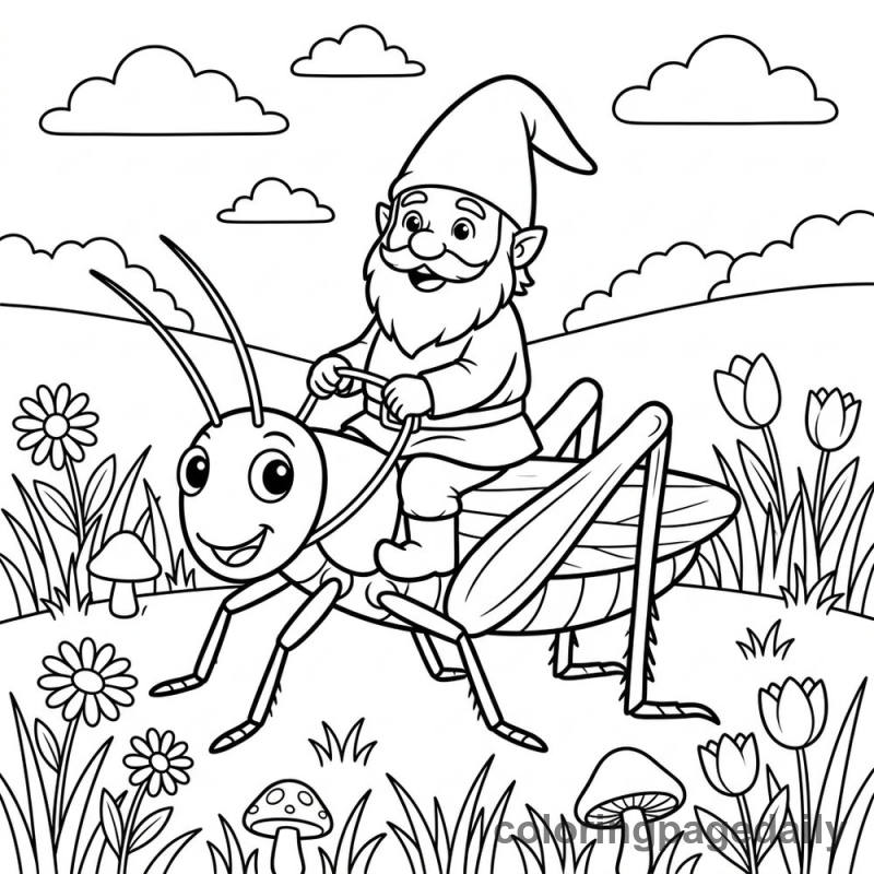 Gnome's Grasshopper Ride - Colored reference example
