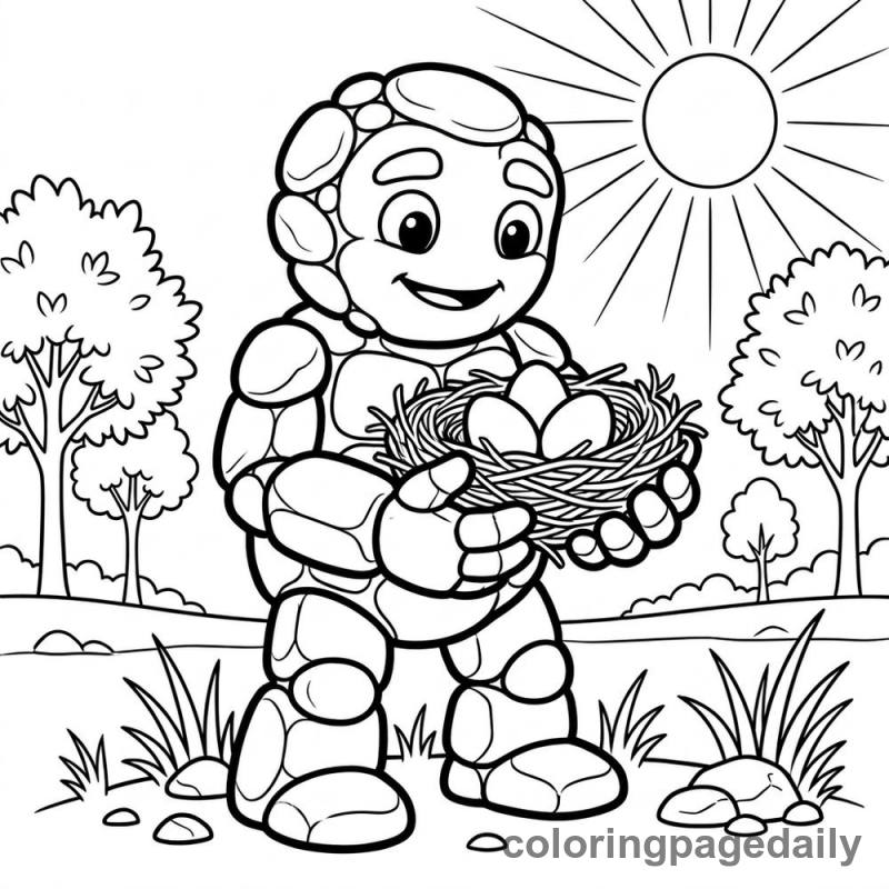 Golem Holding Nest - Daily printable coloring page in Mythical Creature category