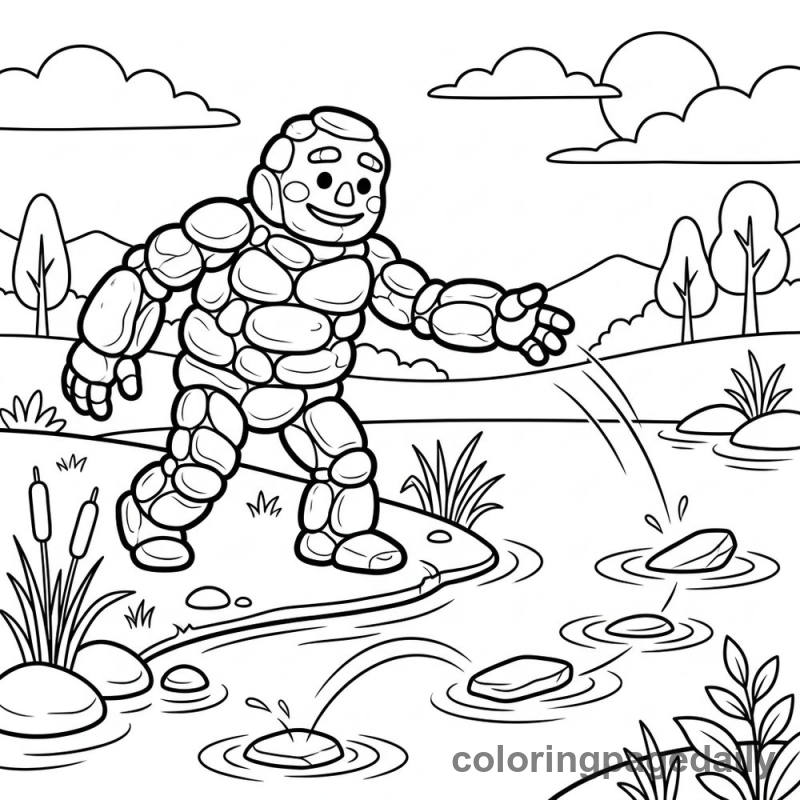 Golem Skips a Stone - Colored reference example
