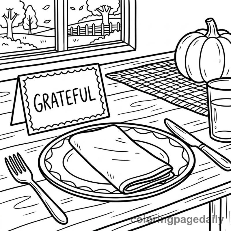 A Grateful Thanksgiving Place Setting - Colored reference example