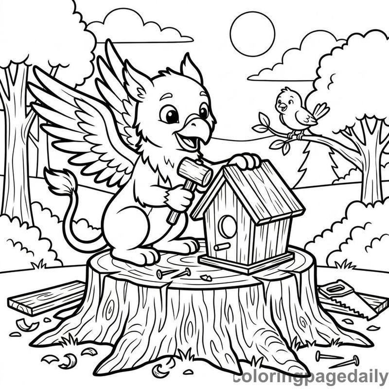 Griffin Building A Birdhouse - Colored reference example