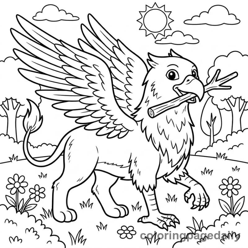 Griffin Playing Fetch - Colored reference example