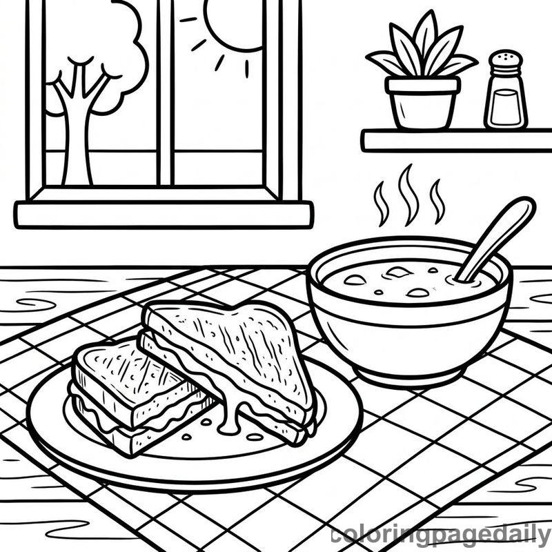 Grilled Cheese And Tomato Soup - Colored reference example