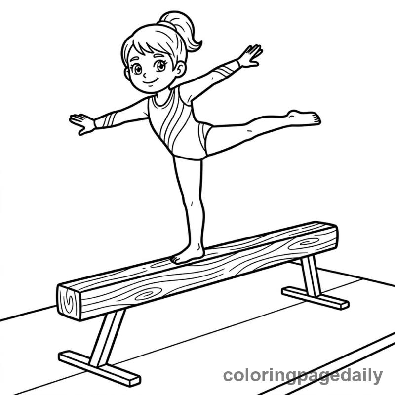 Gymnast on Balance Beam - Colored reference example