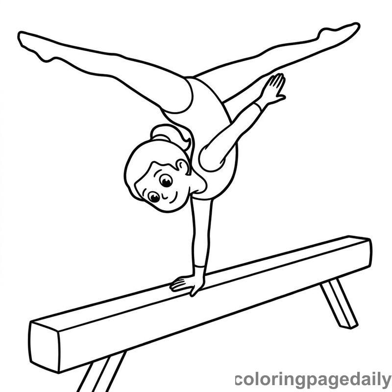 Gymnast Handstand On Beam - Colored reference example