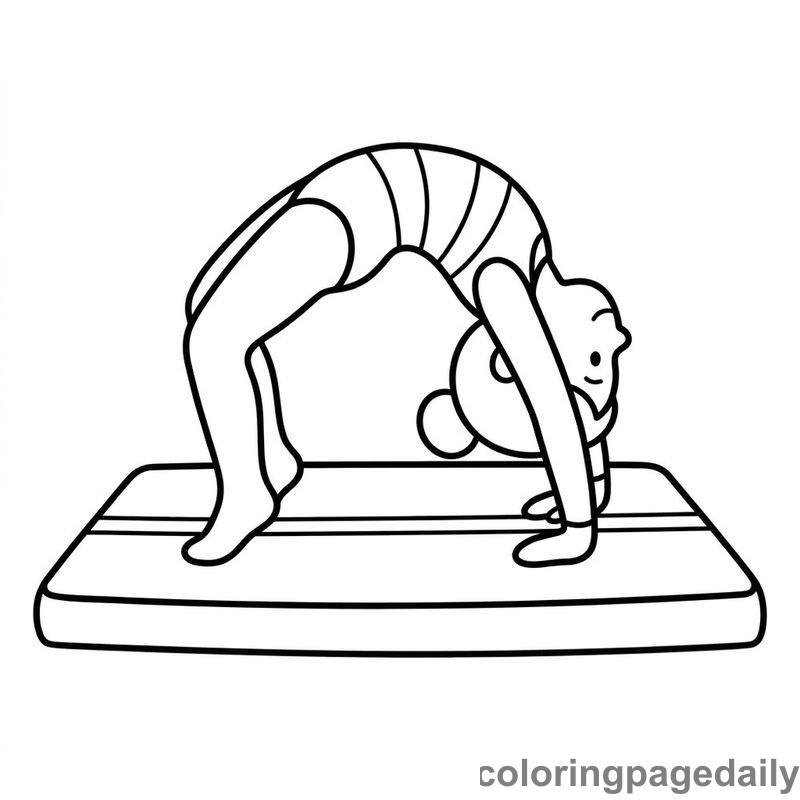 Gymnast Performing Backbend Bridge Pose - Colored reference example
