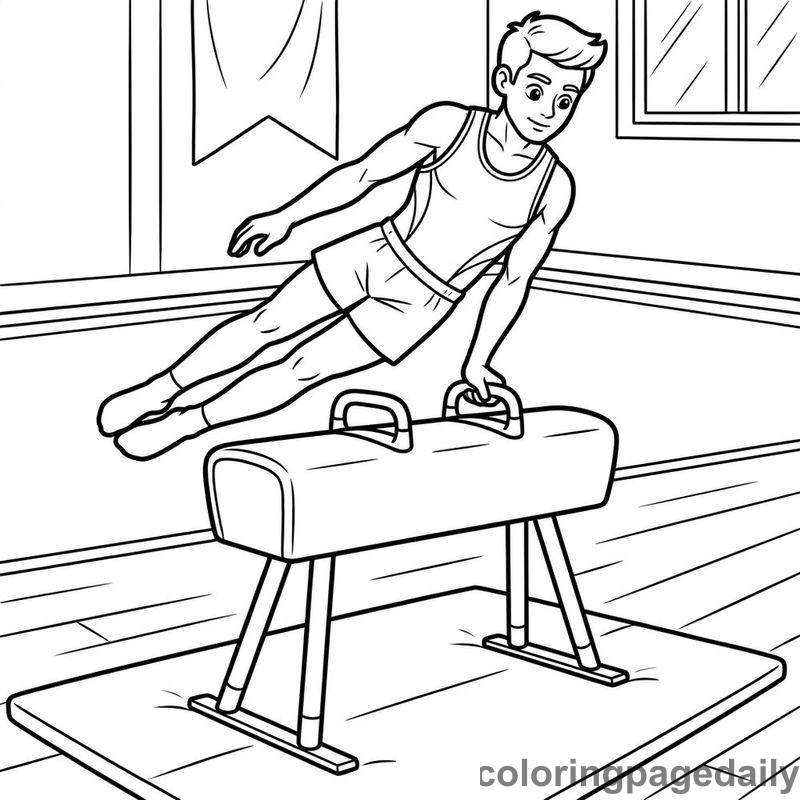 Gymnast On Pommel Horse - Colored reference example